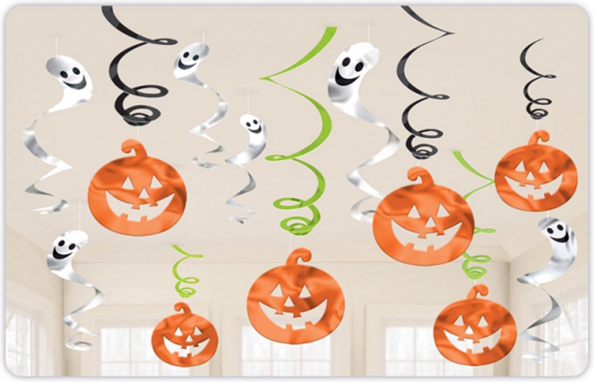 12 fantôme citrouille sorcière Suspendu Tourbillons Halloween Décorations de fête Fenêtre Plafond 