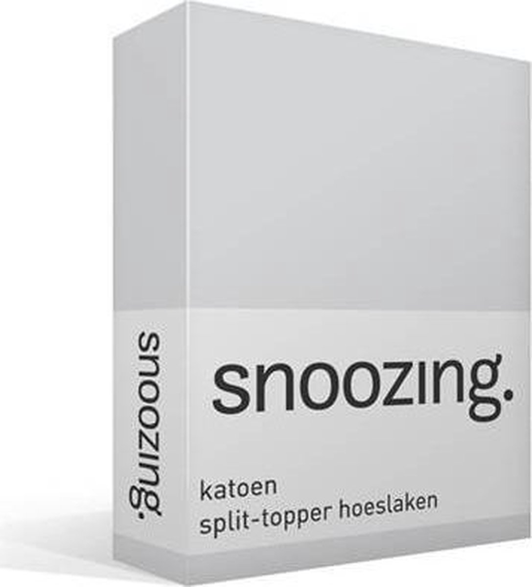 Snoozing - Katoen - Split-topper - Hoeslaken - Lits-jumeaux - 200x210/220 cm - Grijs