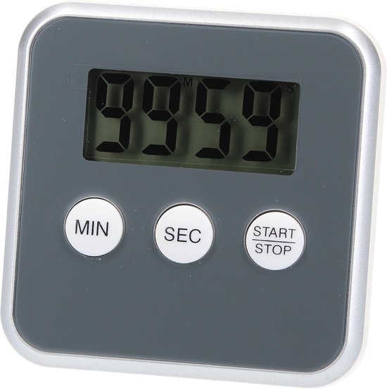 Digitale Timer Donkergrijs – 8x8cm | Timer voor Koken | Kookwekker met Magnetisch Bevestigingssysteem