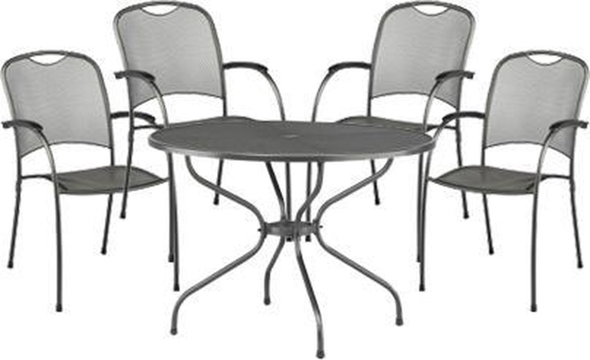 James Dyson Continent Wanorde Kettler tuinset tafel strekmetaal met 4 Calvia stoelen | bol.com