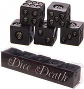 5 stuks zwarte dobbelstenen skull van hars