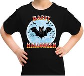 Halloween Happy Halloween vleermuis verkleed t-shirt zwart voor kinderen - horror vleermuis shirt / kleding / kostuum 146/152