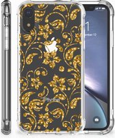 Shockproof Case Geschikt voor iPhone XR Gouden Bloemen