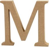 Letter, M, h: 8 cm, dikte 1,5 cm, MDF, 1stuk
