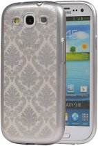 TPU Paleis 3D Back Cover for Galaxy S3 i9300 Zilver