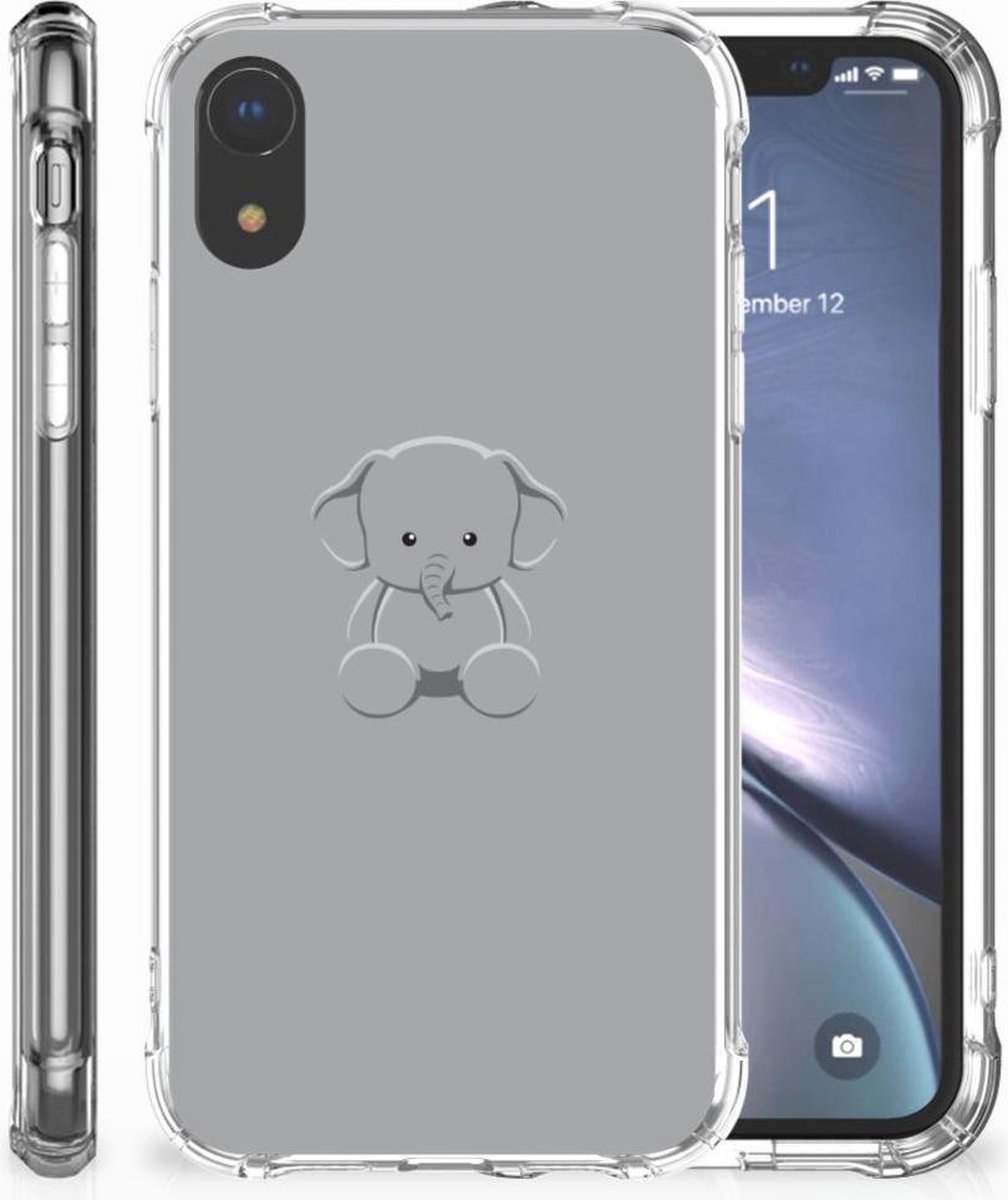 Apple iPhone Xr Stevig Bumper Hoesje Grijs Baby Olifant