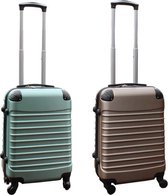 Travelerz kofferset 2 delig ABS handbagage koffers - met cijferslot - 39 liter - groen - goud