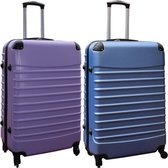 Bol.com Travelerz kofferset 2 delig ABS groot - met cijferslot - 95 liter - licht blauw - lila aanbieding