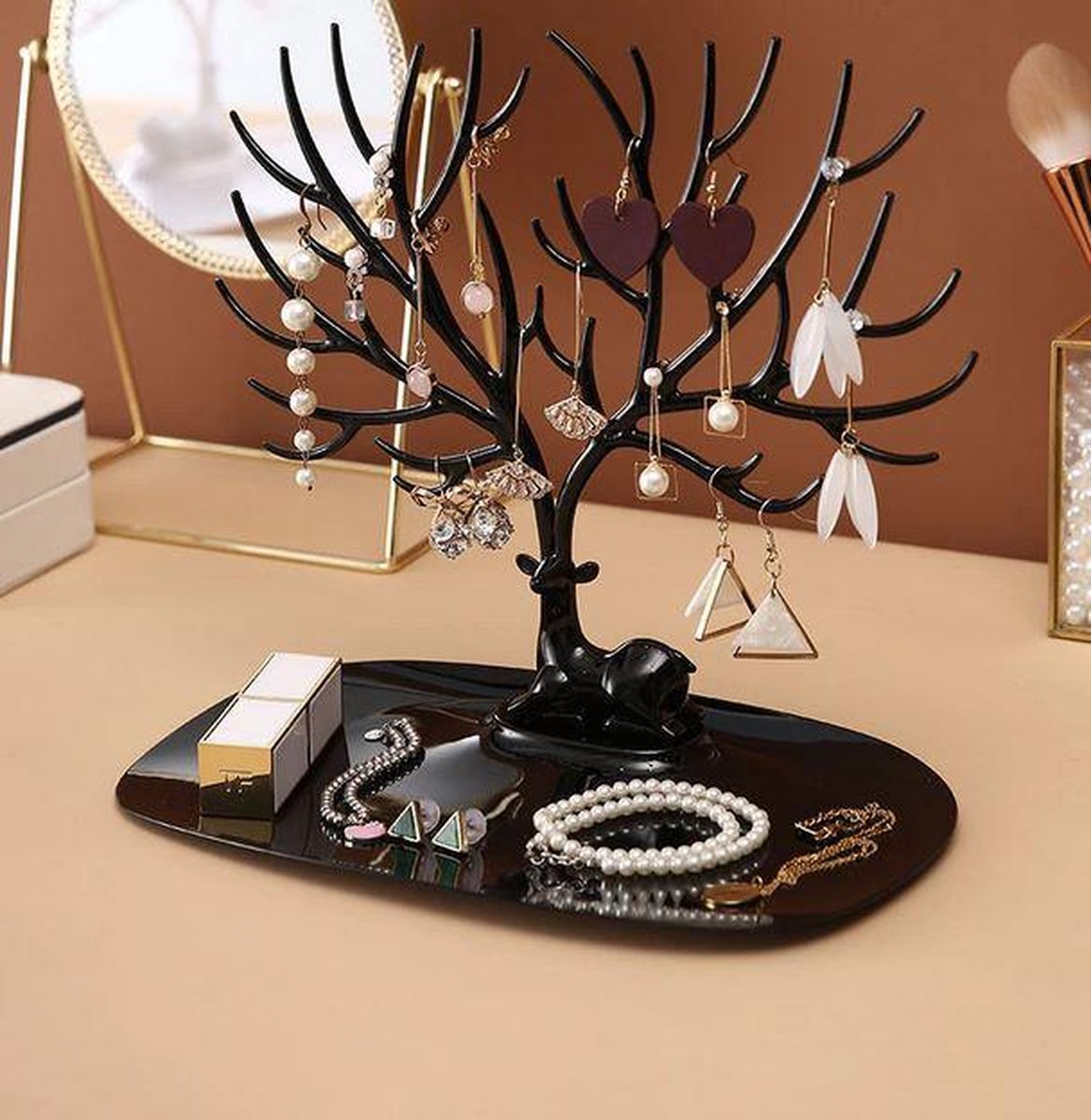 Sieraden display boom zwart 22x25 cm