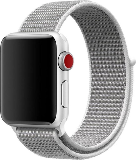 bandje geschikt voor Apple Watch 44MM / 42MM Bandje Nylon met Klittenband  Grijs/Wit | bol.com