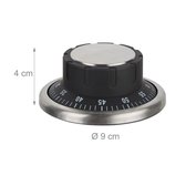 relaxdays kookwekker magnetisch - keukenwekker - analoge timer - keuken wekker - zilver zwart