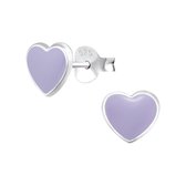 Joy|S - Zilveren hartje oorbellen 7 mm paars