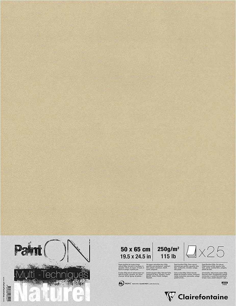 Clairefontaine Paint On - Tekenpapier - Groot formaat - 50x65 cm - 250g - Naturel - 25 vel