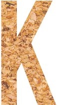 kurk - muurletter - plakletter - prikbord - kurk - vegan - letter - K - 28 cm hoog