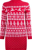 Foute Kersttrui "Rendieren Rood" voor Vrouwen | Dames - Kerstjurk - Lange Kersttrui - Christmas Sweater Maat L