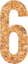 Muurcijfer - plakcijfer - prikbord - kurk - vegan – cijfer - 6 - 58 cm hoog