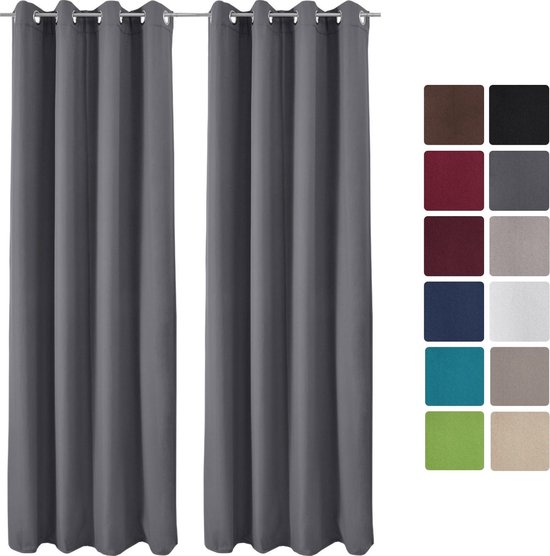 Beautissu Isolerende Gordijnen - Curtains met Ringen - Thermische Gordijnen Verduisterend -Set van 2 - Amelie Luna TO - 140x245cm Antraciet Beautissu Isolerende Gordijnen - Curtains met Ringen - Thermische Gordijnen Verduisterend -Set van 2 - Amelie Luna TO - 140x245cm Antraciet
