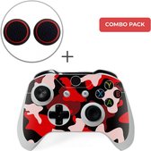 Army Camo / Rood Zwart Combo Pack - Xbox One Controller Skins Stickers + Thumb Grips