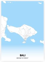 Bali plattegrond - A3 poster - Zwart blauwe stijl