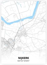 Nijkerk plattegrond - A2 poster - Zwart blauwe stijl