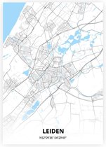 Leiden plattegrond - A3 poster - Zwart blauwe stijl
