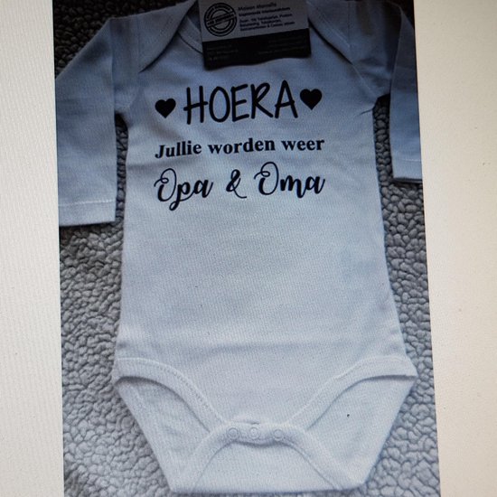 Rompertje baby lange mouw met tekst Hoera jullie worden weer opa en oma Maat 5056... bol