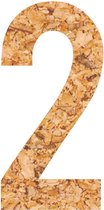 Muurcijfer - plakcijfer - prikbord - kurk - vegan – cijfer - 2 - 58 cm hoog