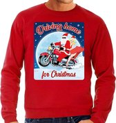 Foute Kersttrui / sweater - Driving home for christmas - motorliefhebber / motorrijder / motor fan  rood voor heren - kerstkleding / kerst outfit 2XL (56)