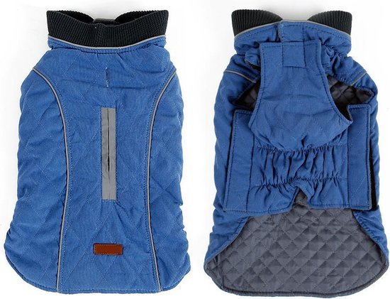 Knus winters hondenjasje van Doegly retro style BLAUW - SMALL (S)