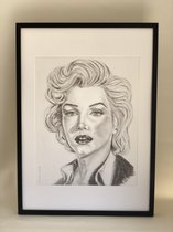 Portret- Poster-Getekend Marilyn Monroe