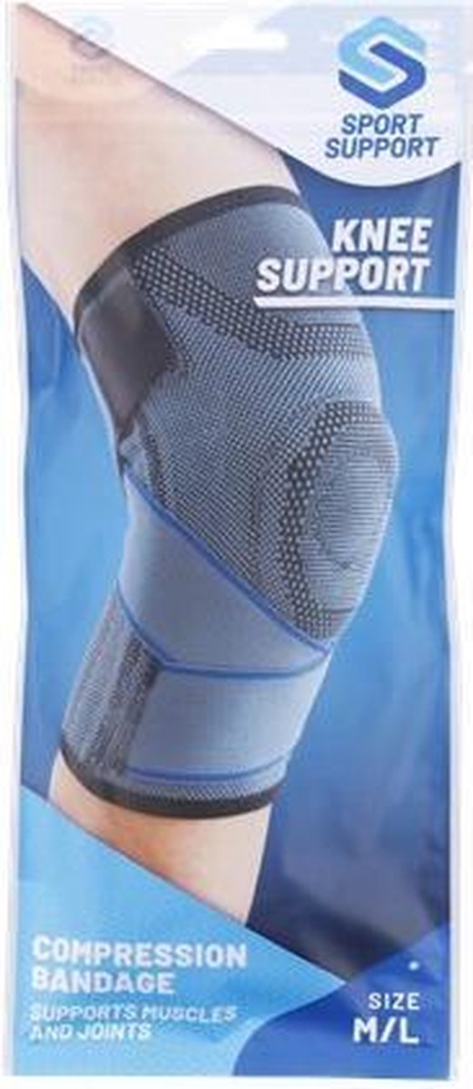 Sport Support kniebandage - Compressie-bandage - Knie Brace - Blauw M/L