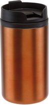 5x Thermosbekers/warmhoudbekers metallic oranje 290 ml - Thermo koffie/thee isoleerbekers dubbelwandig met schroefdop