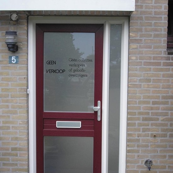 Graden Celsius Inspectie Onzorgvuldigheid Voordeur raamsticker Geen verkoop | Raamstickers | Naambord sticker voordeur  |... | bol.com