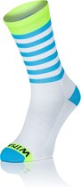 Winaar Fietssokken Zomer Unisex Wit Fluo en Blauwe Strepen - WBF Stripes - 42-44