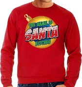 Foute Kersttrui / sweater - The name is Santa bitches  - rood voor heren - kerstkleding / kerst outfit S (48)