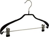 De Kledinghanger Gigant - 10 x Mantel / kostuumhanger metaal met anti-slip knijpers, schouderverbreding en zwarte anti-slip coating, 40 cm