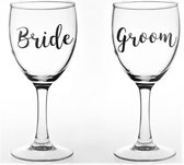 Stickers- Glas- Bruidspaar- Zwart- Bride and Groom- Charme Bijoux