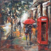 3D art Metaalschilderij - schilderij - wanddecoratie - Regen - 100 x100 - rood