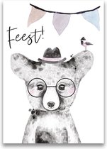 DesignClaud Beer en vos Kinderfeestje uitnodigingen - 20 kaartjes DesignClaud