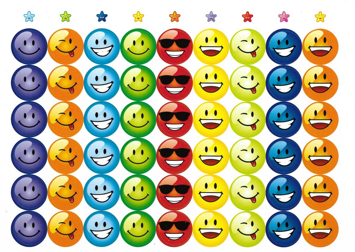 Fako Bijoux® - 500 Autocollants Sur Rouleau - 2.5cm - Emoji / Smiley Jaune  - Stickers