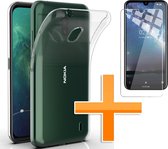 Nokia 2.2 Hoesje - Siliconen Back Cover + Tempered Glas - Transparant
