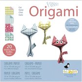 Funny Origami: KAT 15x15cm, 20 bladen met 4 verschillende tekeningen, 8+