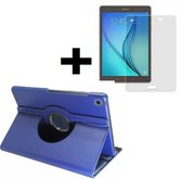 Samsung Galaxy Tab A 2019 Hoesje - 10.1 inch - 360° Draaibare Book Case Bescherm Cover Hoes Blauw + Samsung Tab A 2019 Screenprotector Tempered Glass