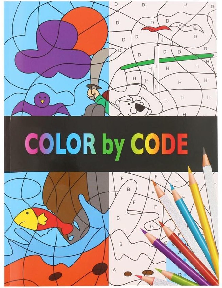 Kleuren op nummer - kleuren op code - kleurboek - kinderkleurboek - MET EEN SET KLEURPOTLODEN IN BLIK