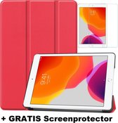 iPad 10.2 Inch 2019 / 2020 / 2021 hoes - Tri-Fold Book Case + Screenprotector - Rood