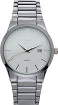 West Watch basic heren horloge staal met datum - Model Milan - analoog - Ø 40 mm - Wit zilverkleurig