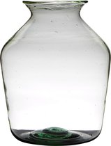 Transparante luxe grote stijlvolle vaas/vazen van gerecycled glas 40 x 29 cm - Bloemen/boeketten vaas voor binnen gebruik