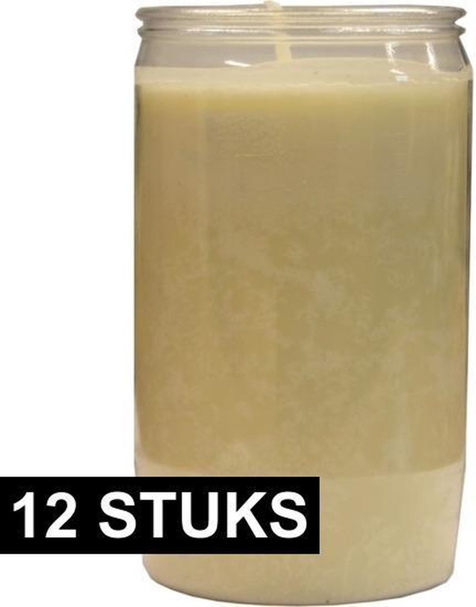 SPAAS Grafkaars/gedenklicht - 12x - wit - 7 x 15 cm - 6 dagen brandtijd