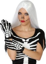 Halloween Horror skelet handshoenen zwart wit voor dames- Halloween verkleed accessoire