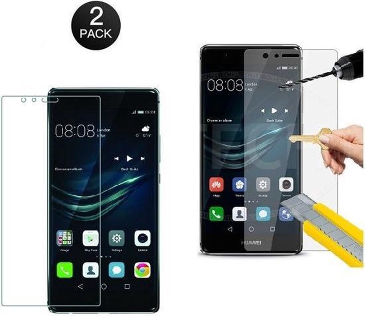 Gratis 1+1 Screenprotector Glass Tempered Glass Doorzichtig 2 stuks voor geschikt voor Huawei P9